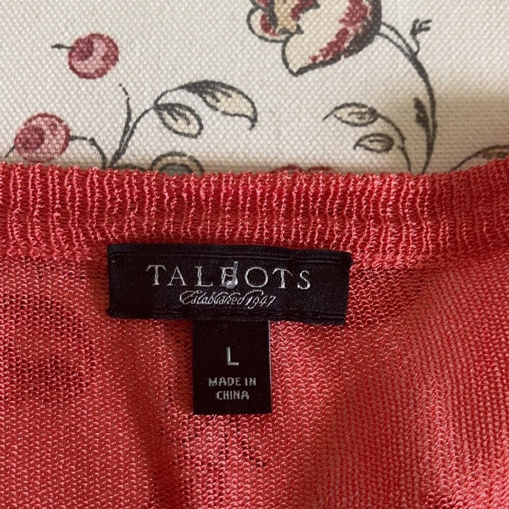 Talbots Peach Ruffled Cardigan, Size L - Picture 4 of 10